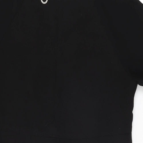 Soggo Collection Womens Black Polyester Shift Size S Round Neck Zip