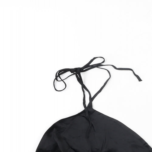 Zara Womens Black Viscose Cropped T-Shirt Size S Halter