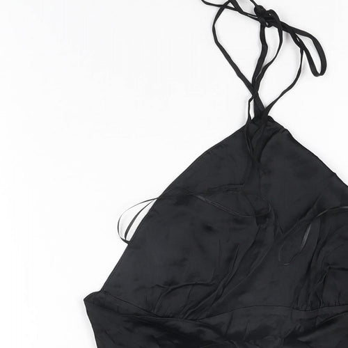 Zara Womens Black Viscose Cropped T-Shirt Size S Halter