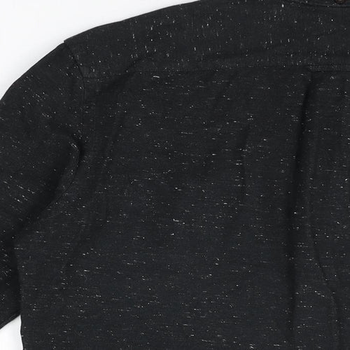 H&M Mens Black Cotton Button-Up Size S Collared Button