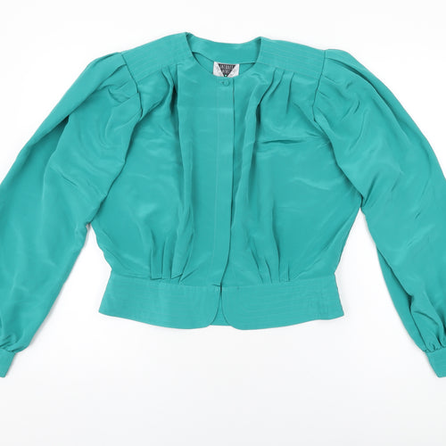 Jacques Vert Womens Green Polyester Basic Button-Up Size 16 Round Neck