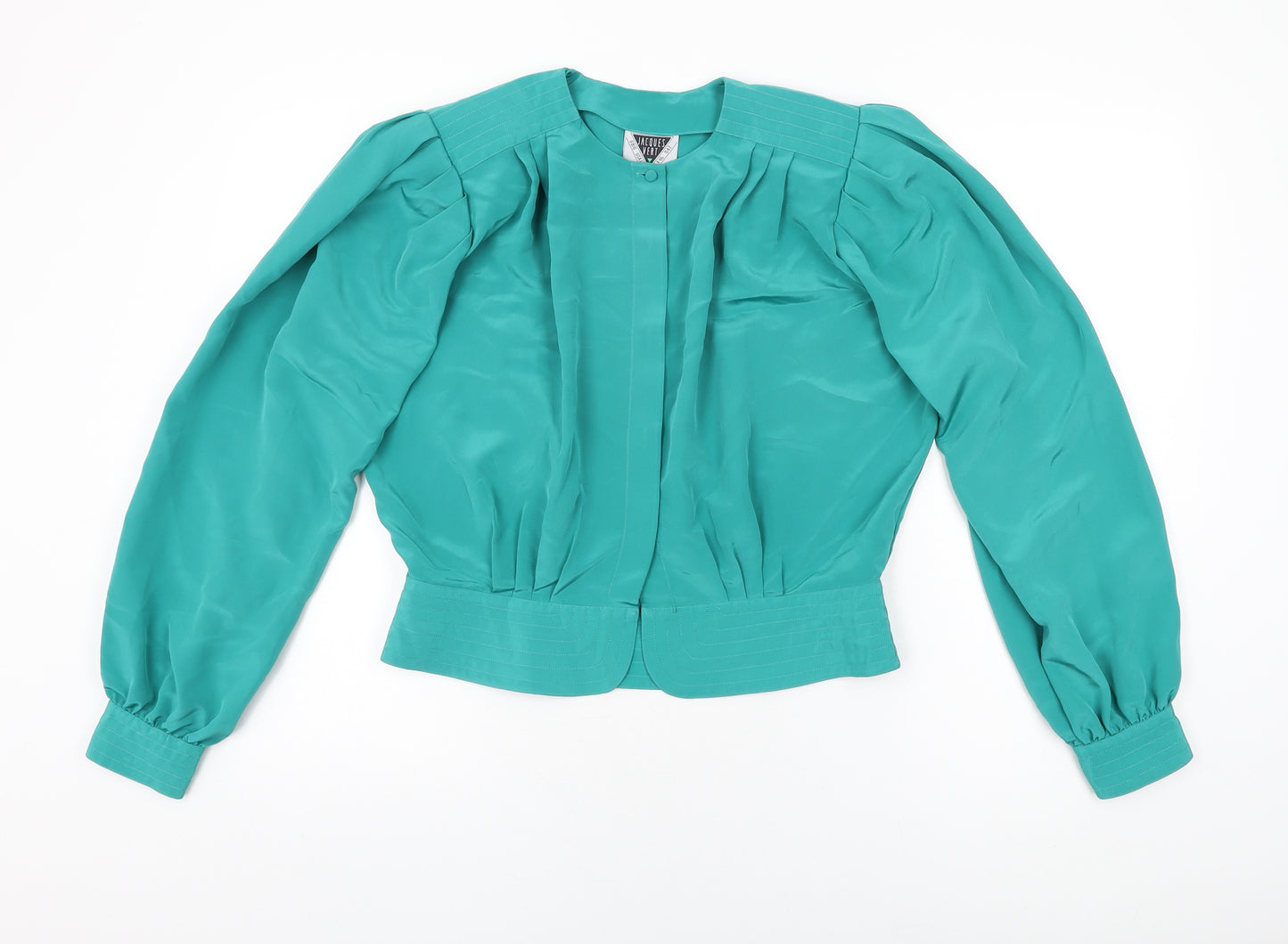 Jacques Vert Womens Green Polyester Basic Button-Up Size 16 Round Neck