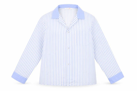Front view of St Michael women’s white striped polyester basic button-up, size L, collared