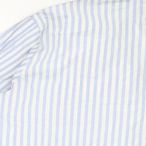St Michael Womens White Striped Polyester Basic Button-Up Size L Collared