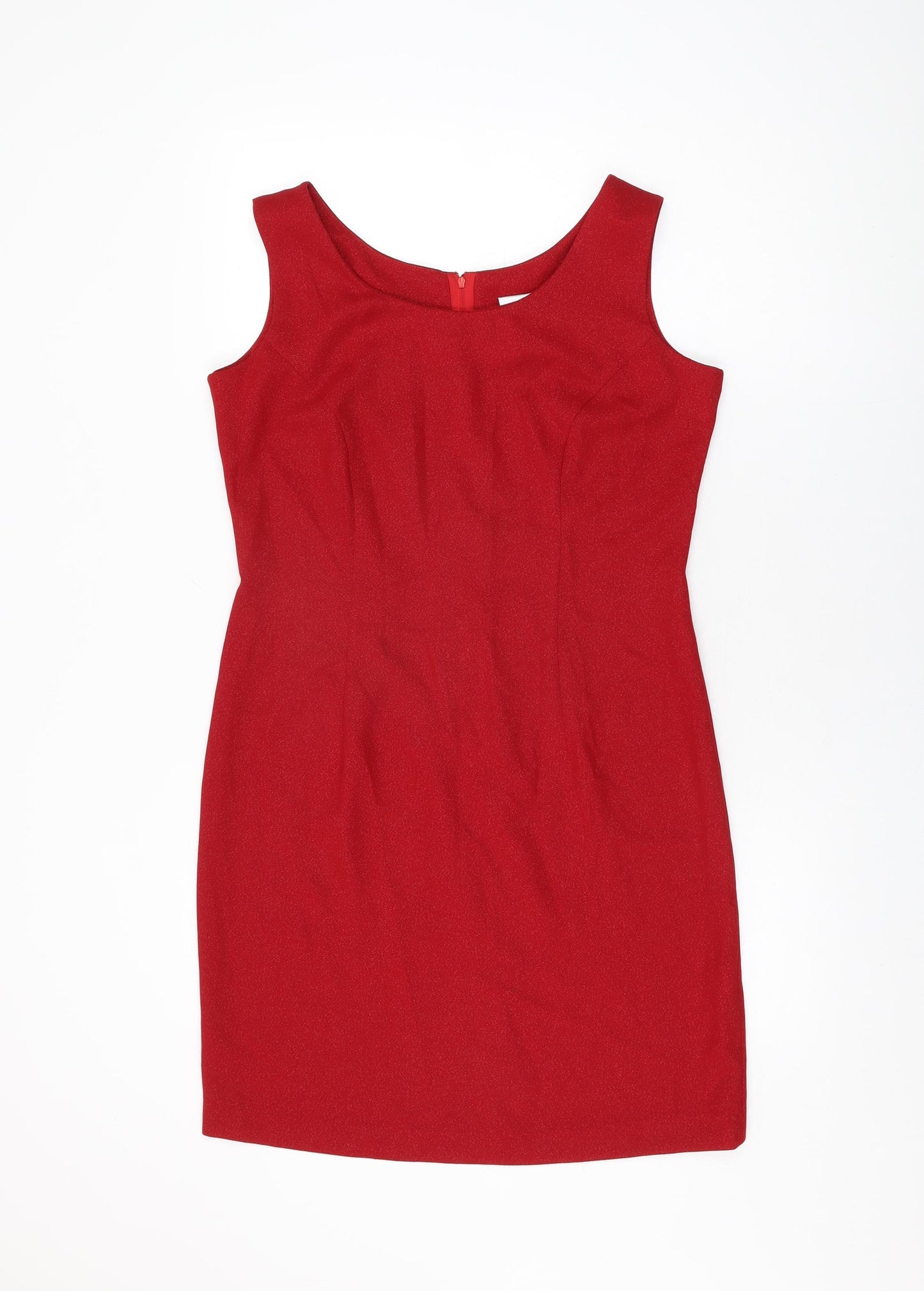 OPUS Womens Red Polyester Shift Size 12 Round Neck Zip