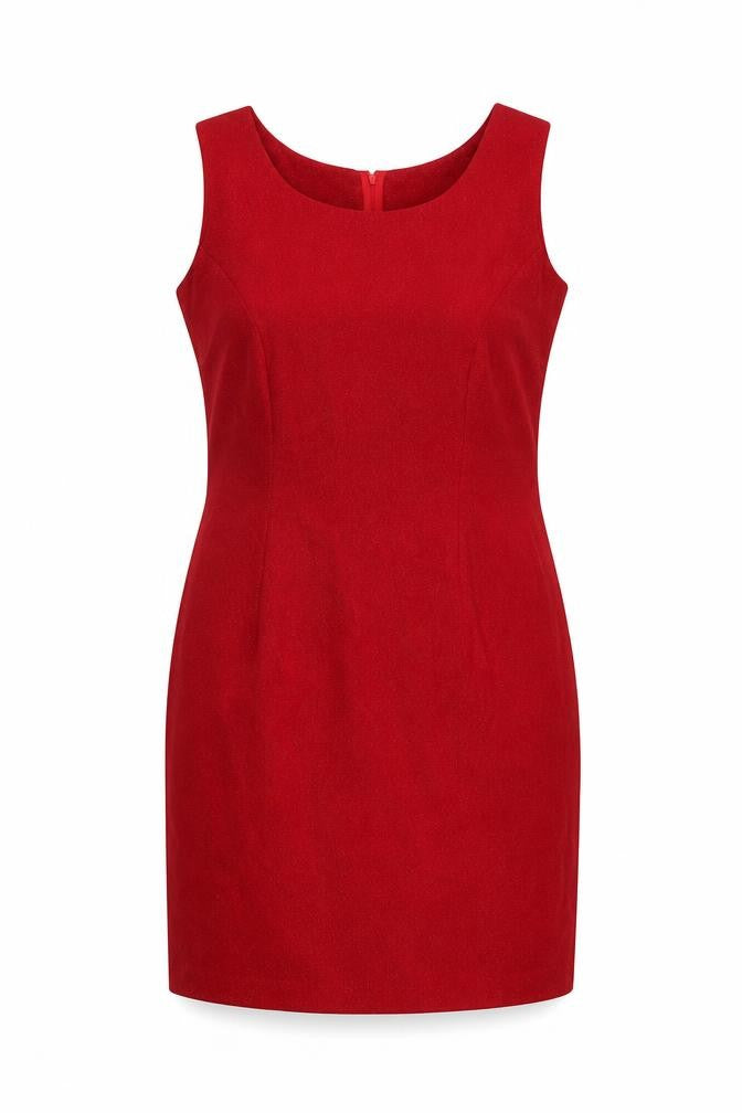 Front view of OPUS women’s red polyester shift, size UK 12, round neck zip