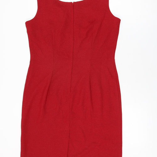 OPUS Womens Red Polyester Shift Size 12 Round Neck Zip