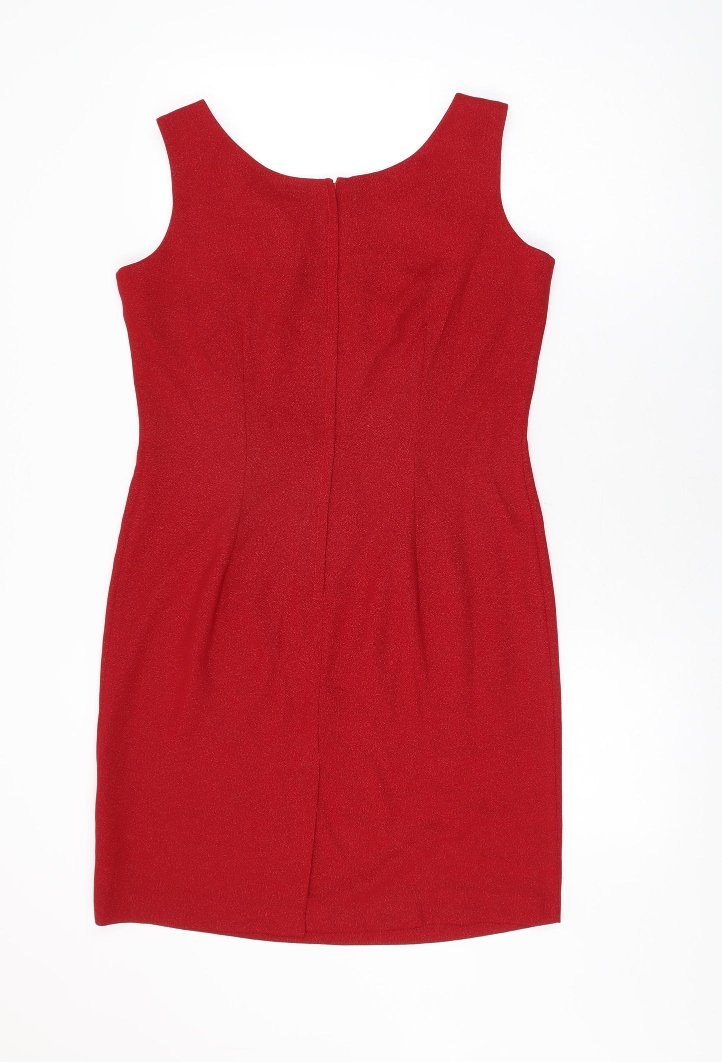 OPUS Womens Red Polyester Shift Size 12 Round Neck Zip