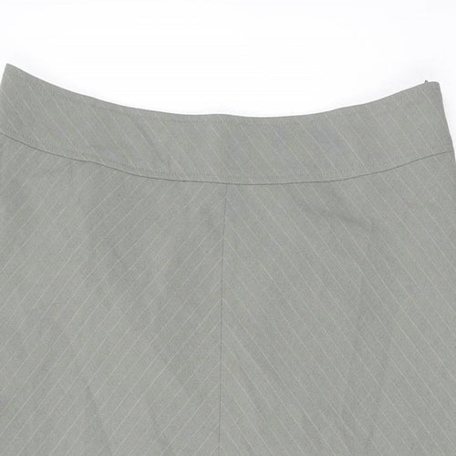 Per Una Womens Grey Striped Polyester Swing Skirt Size 14 Zip
