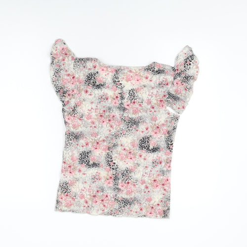 Per Una Womens Multicoloured Floral Polyamide Basic T-Shirt Size 12 V-Neck