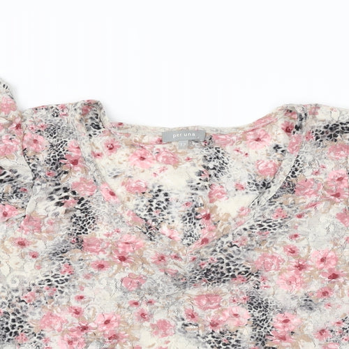 Per Una Womens Multicoloured Floral Polyamide Basic T-Shirt Size 12 V-Neck