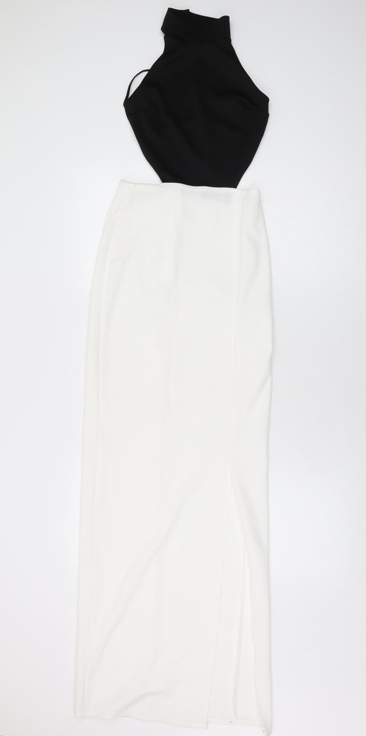 Missguided Womens White Polyester Maxi Size 6 Round Neck Zip