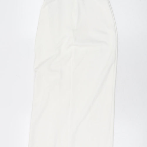 Missguided Womens White Polyester Maxi Size 6 Round Neck Zip