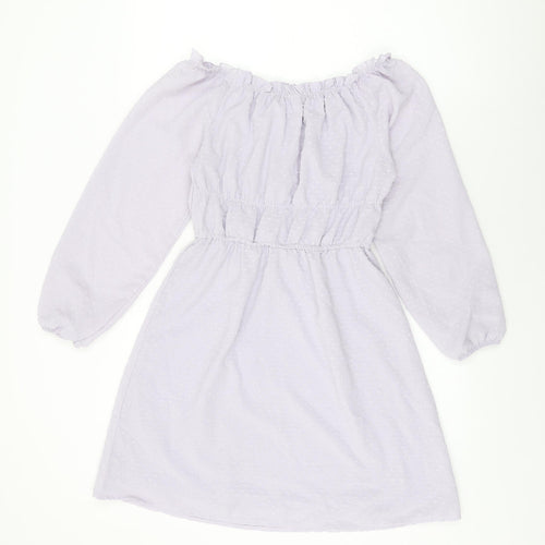 H&M Womens Purple Geometric Polyester Shift Size S Off the Shoulder Pullover