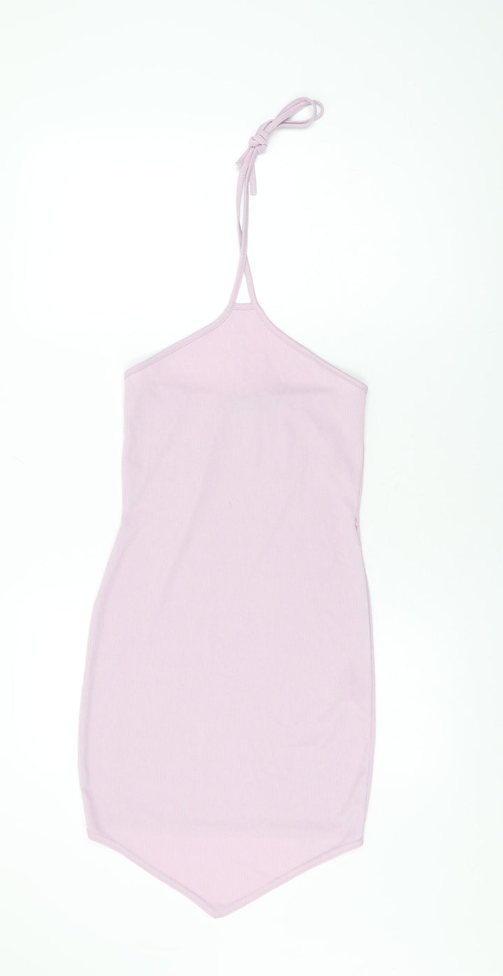 Ayanapa Womens Purple Polyester Bodycon Size S Halter Tie