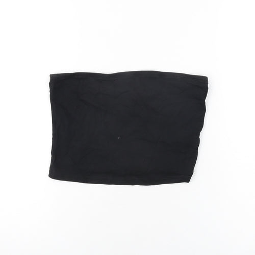 New Look Womens Black Cotton Basic T-Shirt Size M Off the Shoulder
