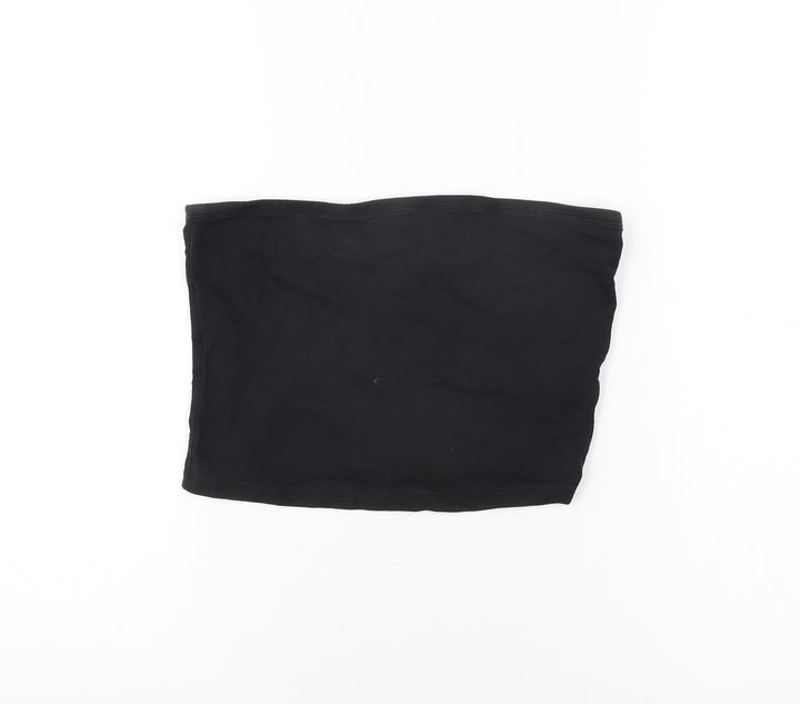 New Look Womens Black Cotton Basic T-Shirt Size M Off the Shoulder