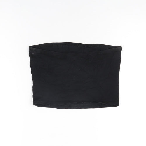New Look Womens Black Cotton Basic T-Shirt Size M Off the Shoulder