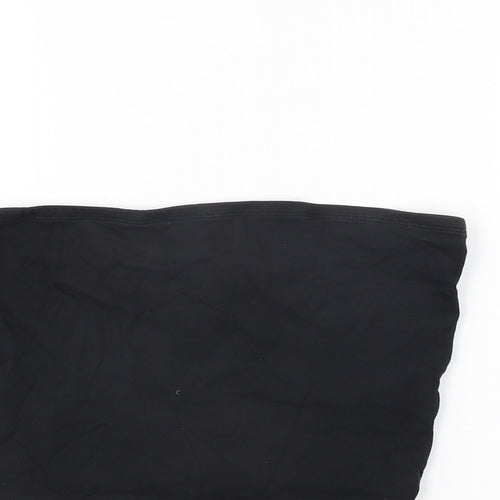 New Look Womens Black Cotton Basic T-Shirt Size M Off the Shoulder