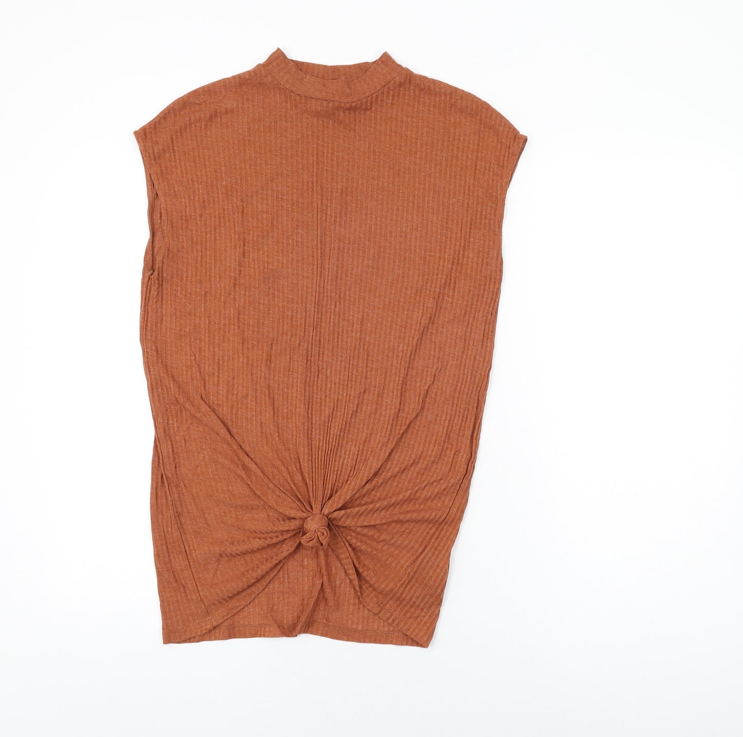 ASOS Womens Orange Viscose Basic T-Shirt Size 8 Round Neck