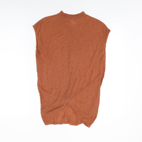 ASOS Womens Orange Viscose Basic T-Shirt Size 8 Round Neck