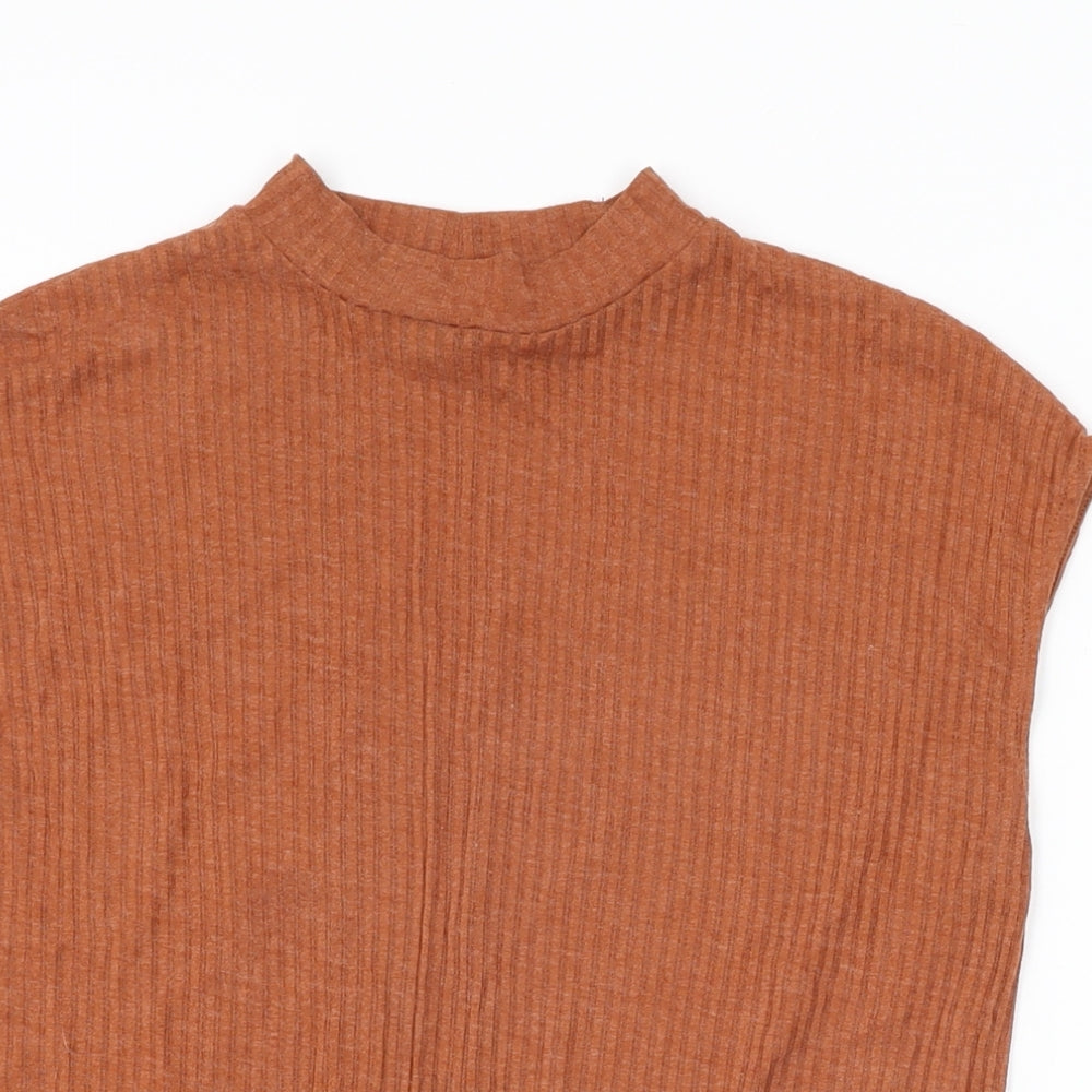 ASOS Womens Orange Viscose Basic T-Shirt Size 8 Round Neck
