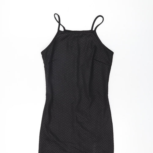 Miss Selfridge Womens Black Polyester Bodycon Size 4 Round Neck Pullover
