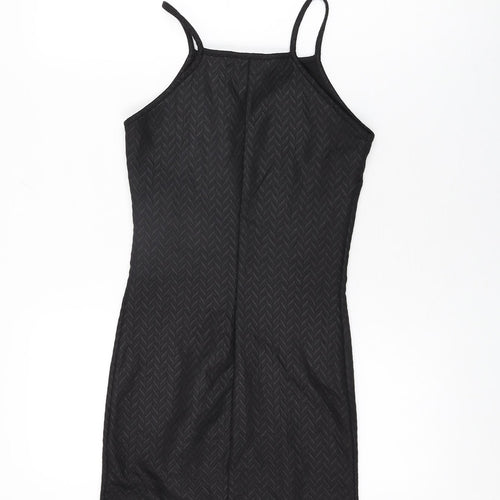 Miss Selfridge Womens Black Polyester Bodycon Size 4 Round Neck Pullover