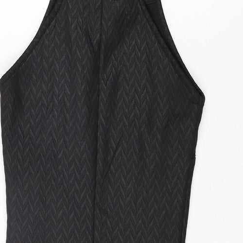 Miss Selfridge Womens Black Polyester Bodycon Size 4 Round Neck Pullover