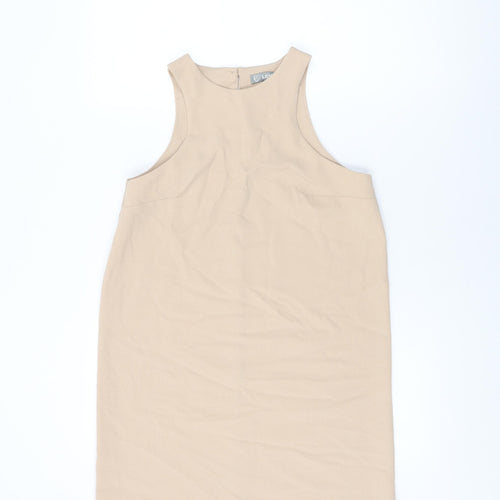 Love Womens Beige Polyester Shift Size S Round Neck Button