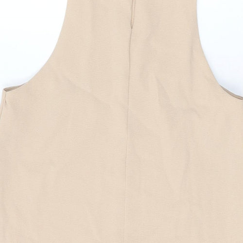 Love Womens Beige Polyester Shift Size S Round Neck Button