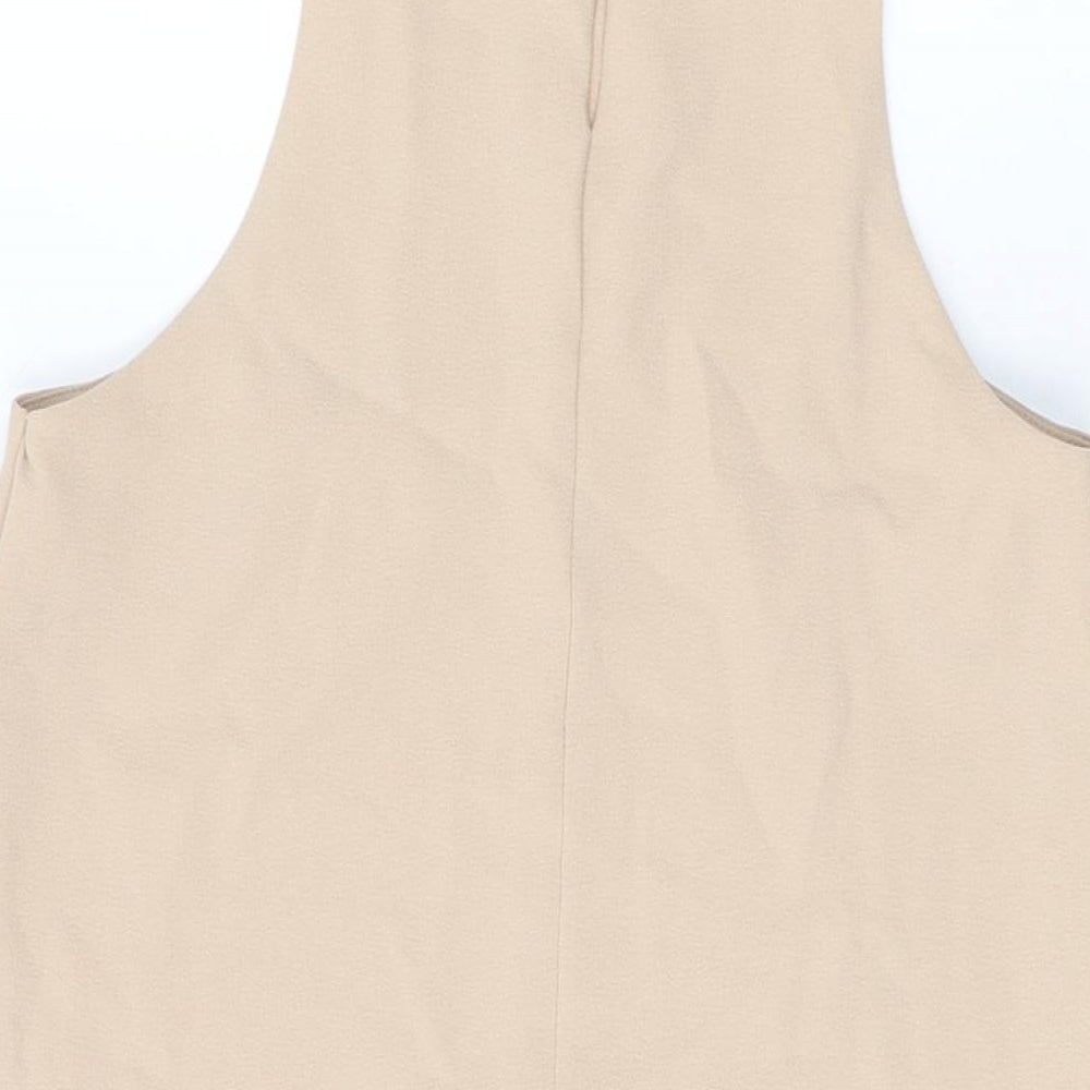 Love Womens Beige Polyester Shift Size S Round Neck Button