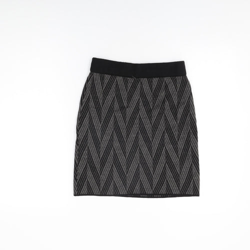 Kenar Womens Black Geometric Acrylic Mini Skirt Size XS