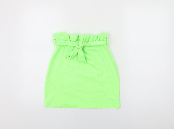 Stylewise Womens Green Geometric Polyester Mini Skirt Size 8