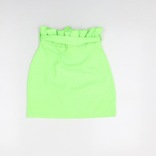 Stylewise Womens Green Geometric Polyester Mini Skirt Size 8