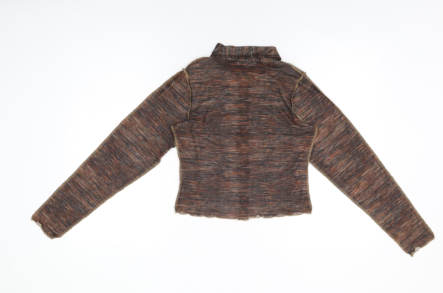 Motel Womens Brown Geometric Polyester Basic Button-Up Size S Collared