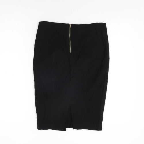 New Look Womens Black Polyester Straight & Pencil Skirt Size 14 Zip