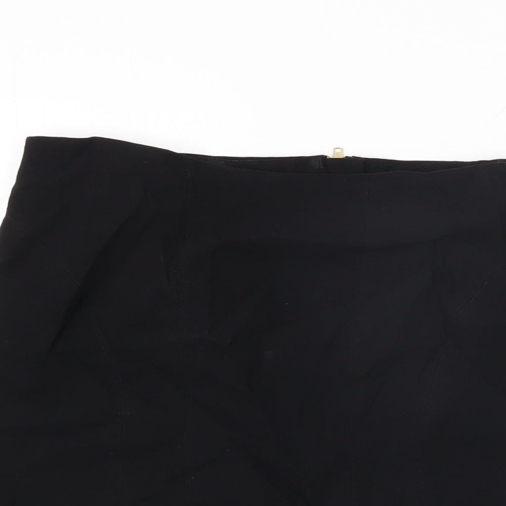 New Look Womens Black Polyester Straight & Pencil Skirt Size 14 Zip