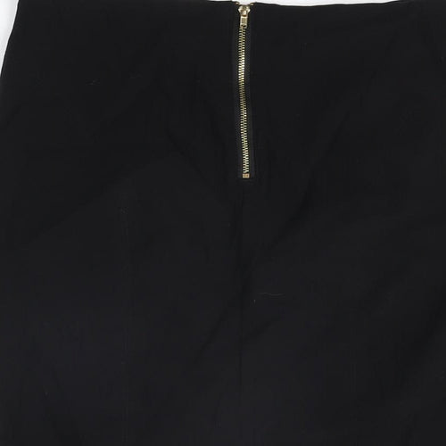New Look Womens Black Polyester Straight & Pencil Skirt Size 14 Zip