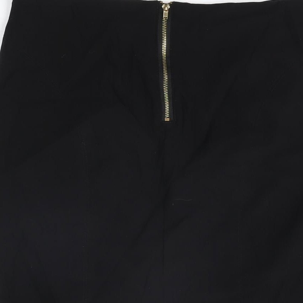 New Look Womens Black Polyester Straight & Pencil Skirt Size 14 Zip