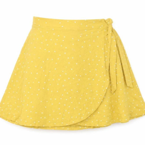 NEXT Womens Yellow Polka Dot Viscose Skater Skirt Size 6 Tie
