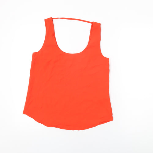 Oasis Womens Red Polyester Basic T-Shirt Size 10 Scoop Neck