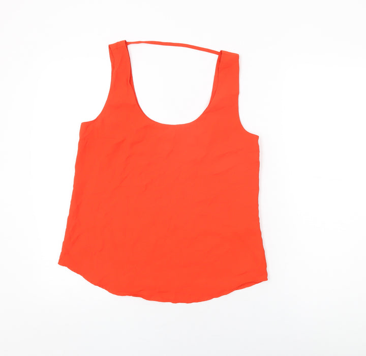 Oasis Womens Red Polyester Basic T-Shirt Size 10 Scoop Neck