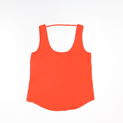Oasis Womens Red Polyester Basic T-Shirt Size 10 Scoop Neck