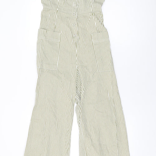 ASOS Womens White Striped Cotton Jumpsuit One-Piece Size 10 L31 in Button