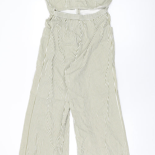 ASOS Womens White Striped Cotton Jumpsuit One-Piece Size 10 L31 in Button