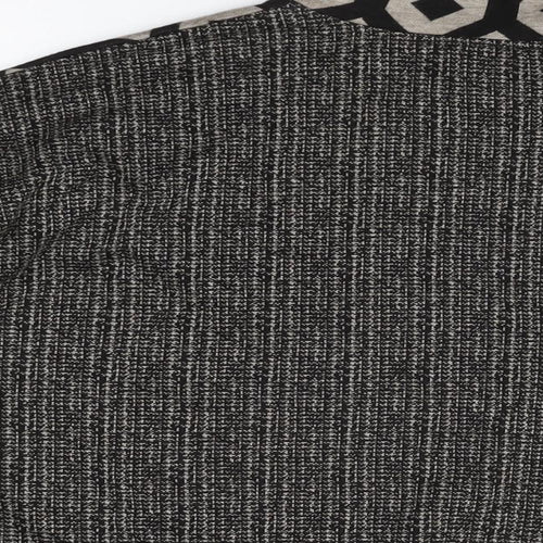 Alembika Womens Black Geometric Viscose Basic T-Shirt Size L High Neck