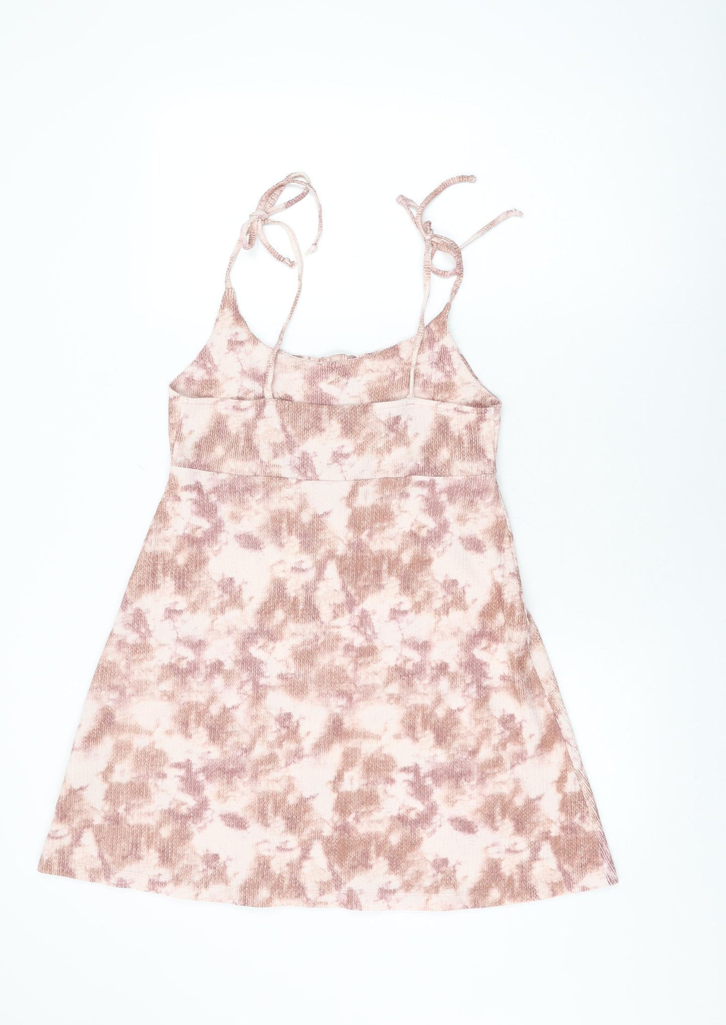 Topshop Womens Pink Geometric Polyester Skater Dress Size 12 Square Neck Pullover