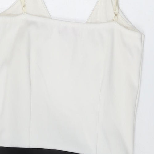 Signature Womens Beige Polyester Bodycon Size 14 V-Neck Pullover