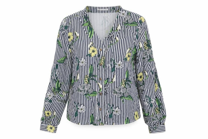 Mango Womens White Striped Viscose Basic Button-Up Size M V-Neck